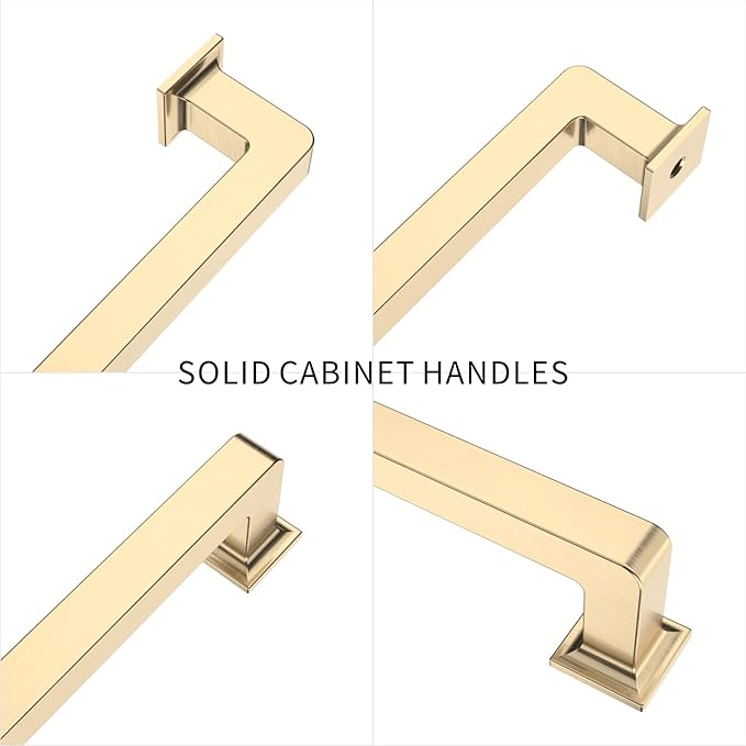 10 Pack 7 Inch Cabinet Handles - Brushed Brass Kitchen Hardware - Gold Pulls