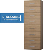 4 Drawer Short Tower Closet Unit, Modular Closet System, Wood Closet System Organizer with Storage for Walk In Closets, Clothing Rack Closet for Hanging Clothes, Bedroom, Wood, 25.5"W