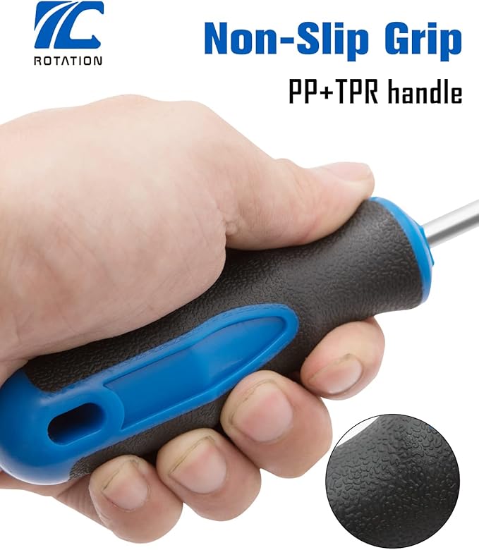 ROTATION 6PCS Magnetic Tip Screwdriver Set, 3 Phillips and 3 Flat, Professional Cushion Grip | 6-Piece Hand Tools Set