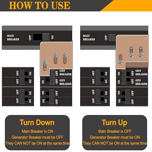 Generator Interlock Kit for Square D QO or Homeline150 or 200 amp Panels, 1 3/8 Inch Spacing Between Main and Branch Breaker