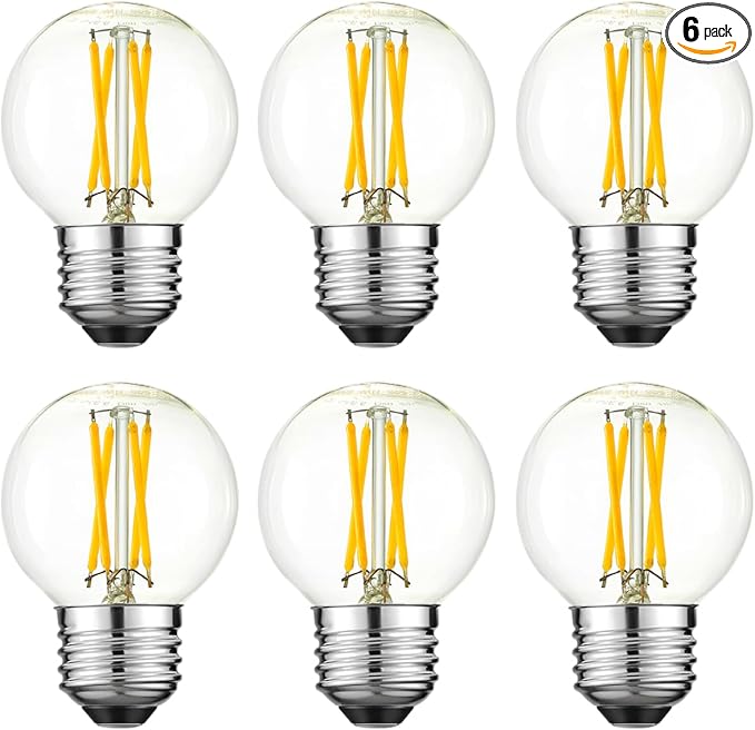 Arberlic G16.5 Light Bulb dimmable,4W E26 LED Bulb Equivalent 40 watt e26 Bulb,Neutral White 4000K,400lm,CRI>85,AC120V,Edison Style,Clear Glass,Flicker Free,Pack of 6