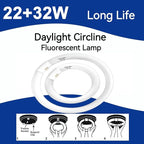 FC8T9 22W and FC12T9 32W Set Daylight, 8 inch T9 22 Watts Circular Light Bulbs, 12 inch 32 Watts Circline Fluorescent Bulb CRI 80, 6500K 3350 Lumen G10q