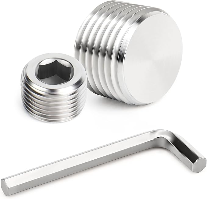 GASHER 25PCS Stainless Steel Internal Hex Thread Socket Pipe Plug Fitting 1/8" 1/4" 3/8" 1/2" 3/4" NPT Male