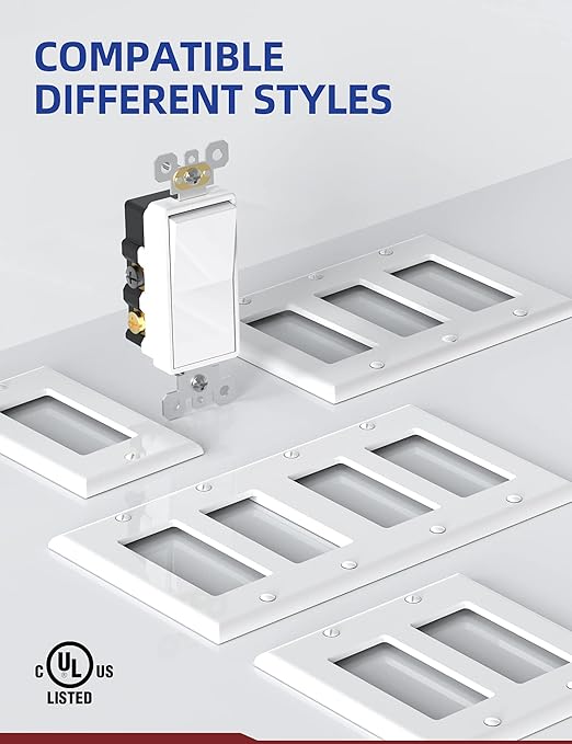 AIDA 20 Pack 4 Way Switch Decorative Light Switch, 15Amp, 120/277 Volt, 4 Way Decorative Light Rocker Switch Replacement, Self-Grounding, Residential and Commercial Grade, UL Listed