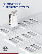 AIDA 4 Way Switch Decorative Light Switch, 15Amp, 120/277 Volt, 4 Way Decorative Light Rocker Switch Replacement, Self-Grounding, Residential and Commercial Grade, UL Listed (10 Pack, Glossy White)