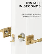 Asidrama 1 Pack Champagne Bronze Privacy Door Handles, Door Lever with Door Knobs Indoor for Bedroom or Bathroom, Heavy Duty Door Handles Interior with Locks for Left Right Sided Doors