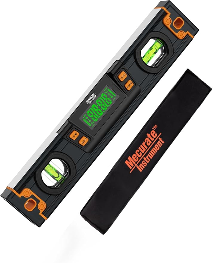 Mecurate 10-Inch Digital Level, Professional Smart Precision Torpedo Level Tool, Bright LCD Display, Audible Alerts, Magnetic Bottom, Dust Water Resistant, with Carrying Case
