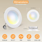 Gefolly 5CCT Recessed Lighting 4 Inch, 9W 630LM, Retrofit Led Can Lights for Ceiling, Selectable 2700K/3000K/4000K/5000K/6000K, Dimmable Led Recessed Light, 4 Pack