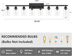 8 Light Black Bathroom Vanity Light Fixture, Long Farmhouse Vanity Lights Over Mirror,Modern Large Bathroom Lighting Wall Light with Clear Glass Globe for Mirror,Living Room,Bedroom