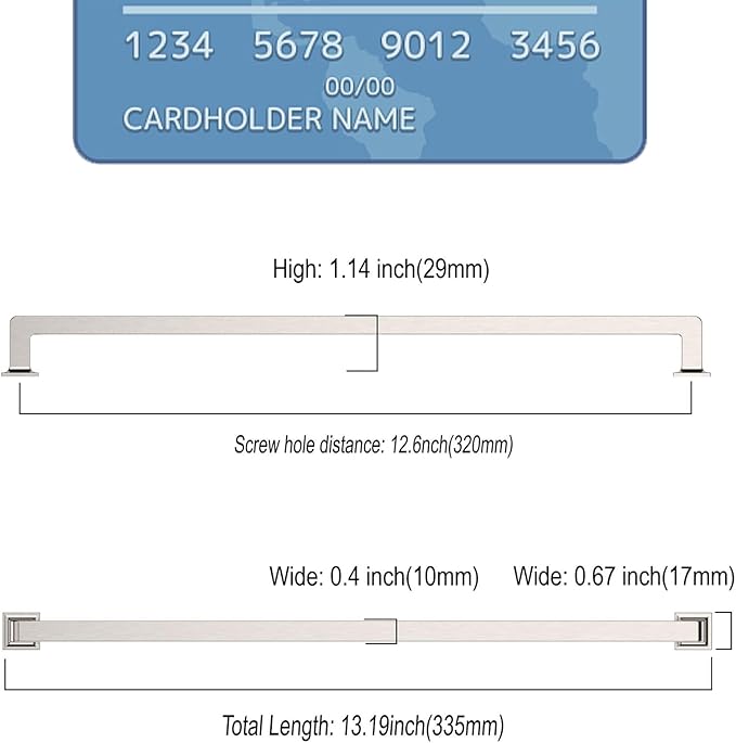 6 Pack 12.6 Inch Cabinet Handles Brushed Satin Nickel Cabinet Pulls Long Kitchen Cabinet Handles Cabinet Hardware Wardrobe Pulls Kitchen Handles for Cabinets Cupboard Handles