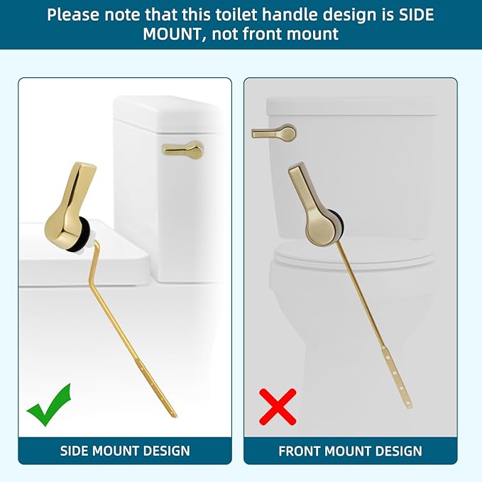 Hygie Rinse Toilet Tank Lever, Brushed Gold - Universal, Durable Metal, Includes Flapper Chain, Easy Installation, Replacement Kit for Toilet Handle