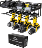 Heavy Duty Tool Organizer, 16"W x 7.48"H x 5.51"D, 4 Wall Mount Anchors, 3.95" Between Slots, Sturdy Steel Construction, Ideal for Power Tools