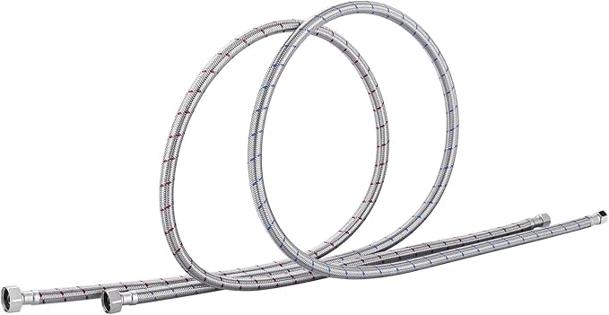 72'' Length Faucet Supply Line, Stainless Steel Braided cUPC Sink Hose with G1/2" FIP x 3/8" Compression Supply Hose for Sink Faucet Bathroom Kitchen Faucet Connector Water Supply Line 2 PCS