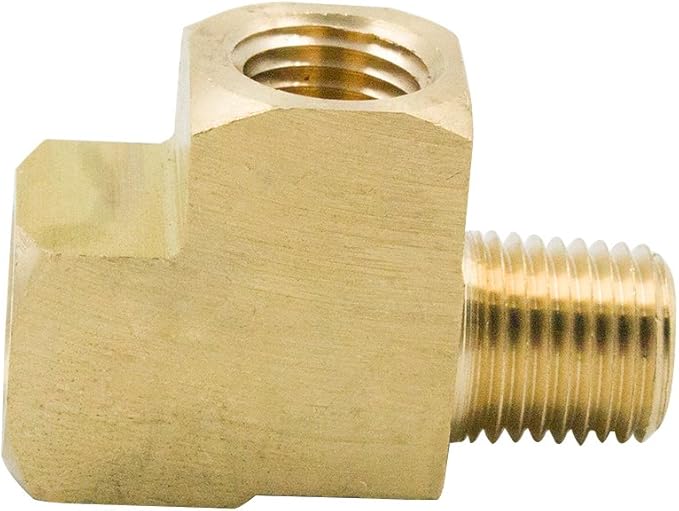 Legines Brass Street Tee 1/8" NPT Female x 1/8" NPT Male x 1/8" NPT Female Pipe Fitting, Barstock Male Run Tee, Oil Pressure T fitting Splitter (Pack of 2)
