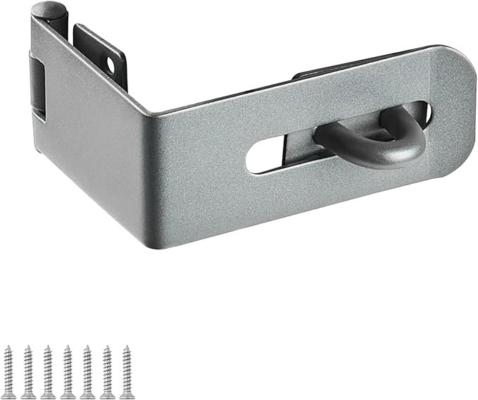 Door Lock Hasp Latch, 90 Degree Solid Iron Safety Packlock Clasp Hasp Lock Latch, Extra Thick Gate Lock Hasp with Screws Brushed Finish (2.24 inch)
