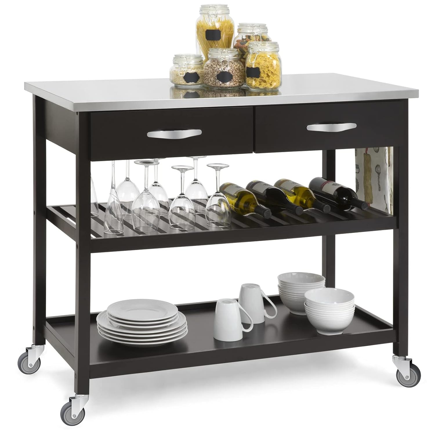 5-Inch Swivel Caster Wheels, 7/16-Inch Stem Diameter Rubber Wheel, Heavy Duty TPR Thermoplastic Rubber Replacement Wheels, 225-lb per Wheel- 4 Pack