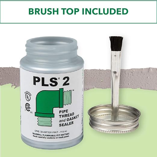 Gasoila Premium Pipe Thread & Gasket Sealer, Lead-Free Non-Hardening Paste, Safe for Iron, Stainless Steel, Plastics, -100 to 600°F, 1/4 Pint with Brush, for Industrial & High-Pressure Applications