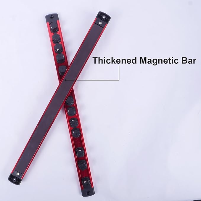 Magnetic Socket Holder Organizer Set:3/8-Inch Drive Socket Trays Socket, 360° Swivel 14 Clips Socket Holder Kit, For Automotive Mechanic Garage (Red)