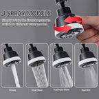 Faucet Aerator Faucet Sprayer Attachment, Kitchen Faucet Head Replacement with 4 Spray Modes, 360° Swivel Faucet Extender Anti-Splash Sink Sprayer Faucet Nozzle Head (Diamond, Black)