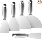 Fishark Putty Knife, 5 Pcs Putty Knife Set, 2" 3" 4" 6" 8" Stainless Steel Scraper, Spackle Knife, Wallpaper Scraper Paint Scraper Tool for Drywall Repair, Removing Wallpaper, Mud, Applying Plaster