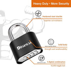 1 Pack disecu Heavy Duty 4 Digit Combination Lock, Outdoor Waterproof Padlock for School Gym Locker, Storage Unit, Fence, Gate, Toolbox (Black)