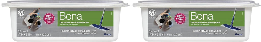 Bona Multi-Surface Floor Disposable Wet Cleaning Pads - 24-Pack - Residue-Free Floor Cleaning Solution for Stone, Tile, Laminate, and Vinyl Floors