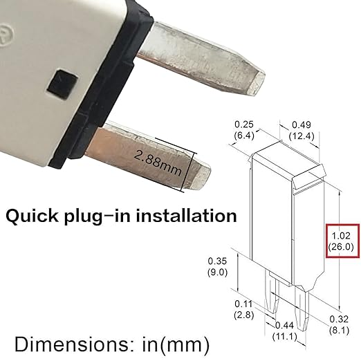 Auto Reset 25A 14V DC Mini Blade Fuse Kit 10-Piece Circuit Breaker Assortment for Car Truck RV ATM E71 T1 Compatible Heavy Duty Self-Resetting Protection