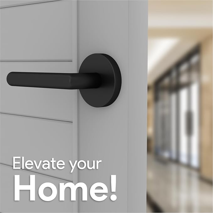 Mega Handles Ronn Dummy Lever & Lock Door Handle Set for Closet or French Doors Single Side, Non-Turning, Reversible Door Levers Fits All Standard Door Sizes, Screws Included - Matte Black (2 Pack)