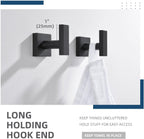 Angle Simple Bathroom Towel Hooks, Stainless Steel Robe Coat Hooks for Wall, Matte Black, 2 Pack