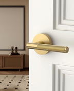 Asidrama 4 Pack Passage Champagne Bronze Door Handles, Door Lever with Door Knobs Indoor for Bedroom or Bathroom, Heavy Duty Door Handles Interior with Locks for Left Right Sided Doors