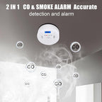 2 in 1 CO & Smoke Detectors, Carbon Monoxide Detector,with 9V Battery,Digital Display, Smoke Detector Carbon Monoxide Detector Combo,Alarm for Home or Office,Easy to Install