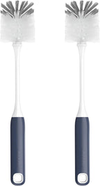 Long Handle Water Bottle Brush,Flexible Bottle Brush for Cleaning Milkshake Cup,Sports Bottle,Navy Blue,2 Pack