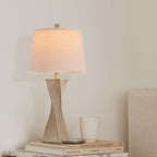 Bedside Lamps Set of 2 Unique Modern Vintage Table Lamp Rustic Farmhouse Desk Lamps for Living Room End Tables Bulb Not Included, Linen Shade, 26.5 in,Grey