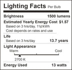 A19 LED Light Bulbs, 100 Watt Equivalent LED Bulbs, Soft White 2700K, 1500 Lumens, E26 Standard Base, Non-Dimmable, 13W Bright White LED Bulb for Bedroom Living Room Home Office, 6 Pack