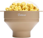 The Original Salbree Collapsible Silicone Microwave Popcorn Popper Maker Machine, Microwavable Bowl Holds 16 Cups, Uses Hot Air and Oil Always Optional - The Most Colors Available (Tan)