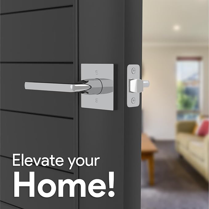 Mega Handles Prime Passage Lever Door Handle for Closet or French Doors, Single Side Door Levers, Fits All Standard Door Sizes, Covered Screws Included - Polished Chrome (1 Pack) 5"