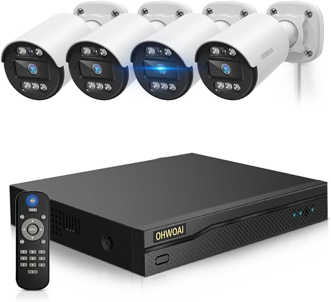 《80FT Night Vision & 122° Wide Angle》Outdoor Wired Security Camera System,CCTV Cameras Outside, Home Video Surveillance Systems, Surveillance DVR Kits