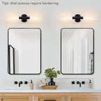 Wall Sconces Set of Two, Hardwired Matte Black Bathroom Sconces Wall Lighting with Clear Glass, Modern Sconces Wall Decor Set of 2 Bathroom Light Fixtures for Mirror Hallway (Bulbs Not Included)