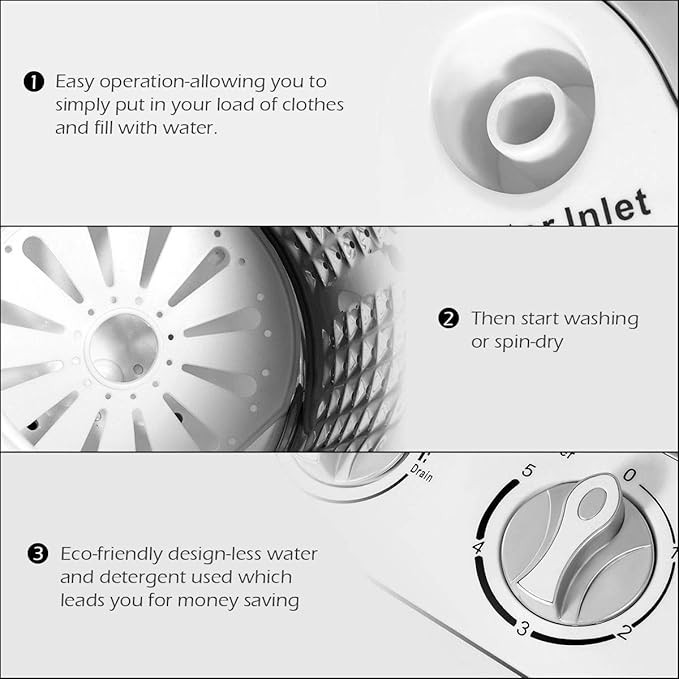 Giantex Portable Washing Machine, 13lbs Washer and Spinner Combo, Semi-Automatic Laundry Clothes Machine, Compact Twin Tub Mini Washer for Apartment Camping Dorms RV