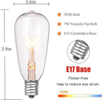 10 Pack Replacement Light Bulbs Outdoor, 7W ST40 Clear Edison Replacement Bulbs for Outdoor String Lights, E17 Intermediate Screw Base C9 Vintage Christmas Bulbs, Warm White
