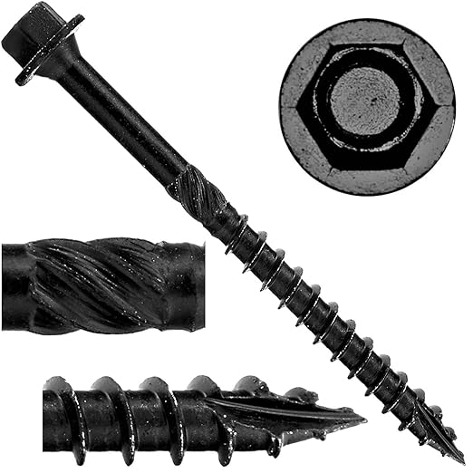 Jake Sales N.14 X 2-1/2inches Heavy Duty Black Timber/Log/Landscaping Wood Screws - Exterior Coated Heavy Duty Screws ~50 Screw Count - Heavy Duty Black Log Wood Screws