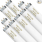 T12 48 Inches 40 Watt Fluorescent Tube, F40T12/CW Light Bulb, F40T12/841, 4 Foot T12 Fluorescent Light Bulb, Cool White 4100K, 3260 Lumens, G13 Bi-Pin Base 9 Pack