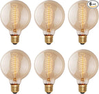 Edison Incandescent Light Bulbs 60 Watt, G25(G80) Vintage Light Large Bulb, 6-Pack Globe Bulbs 2100K Warm White, E26 Medium Base Dimmable, 240 Lumens Filament, Vanity Light Bulbs for Bathroom