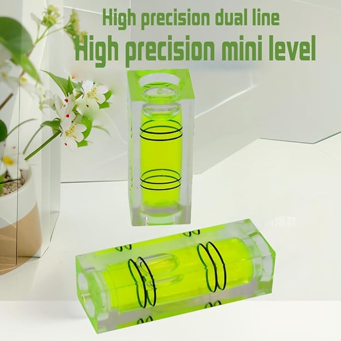 High precision mini bubble, double line small level bubble, three line flat ball household level ruler can be turned 180 degrees (Non-magnetic, 29 * 10 * 10mm（4PCS))