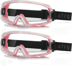 Anti Fog Safety Goggles Over Glasses, ANSI Z87.1 Certified Eye Protection for Chemistry Lab Work & Industrial Use - Wide Vision Clear Lens - Extreme Impact Resistance - Adjustable Strap (2 Pack)
