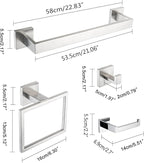 4-Piece Bathroom Hardware Set, Towel Rack Towel Holder Toilet Paper Holder Towel Hooks Towel Bar Set Stainless Steel Towel Rack Accessories Set Wall Mounted, Brushed Nickel 23 Inch