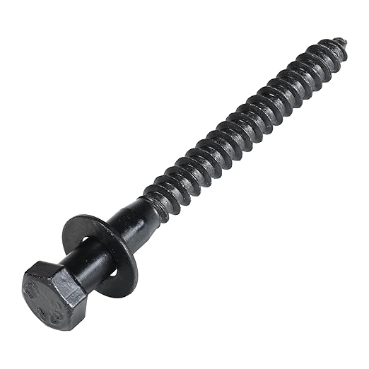 5/16 x 4 (50 Pack) Lag Screw Kit, 50 Screws and 50 Washers, Ceramic Black Ruspert Coating for Exterior Use, Meets ASTM A307 and ASME B18.2.1, Industrial/Commerical Grade by Makers Bolt
