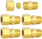 ChillWaves Brass Compression Tube Fitting, 1/2" OD x 1/4" NPT Male Compression Union Connector(5-PACK)