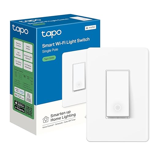 TP-Link Tapo Matter Smart Light Switch: Voice Control w/Siri, Alexa & Google Assistant | UL Certified | Timer & Schedule | Easy Guided Install | Neutral Wire Required | Single Pole | Tapo S505