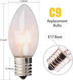 Abeja 25 Pack C9 Incandescent Replacement Bulb C9 Christmas Light Bulb for Holiday Party Christmas Decorative String Light E17 Intermediate Base 7w Clear Bulb